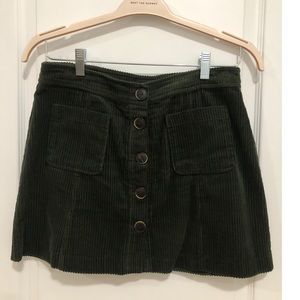 Zara Dark Green Corduroy Button Front Skirt